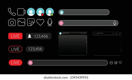 Online-Streaming-App-Design-Element. Chatleiste für Anwendungselemente streben