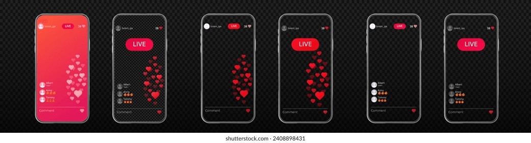 Online live video broadcast with heart like interface. Live mobile stream