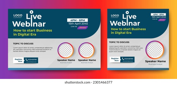 Online live webinar of annual business conference template design for social media or ocial media post