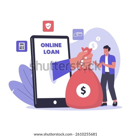 Online Loan Concept Illustration. Digital Lending, Instant Approval, and Financial Services. Illustrations for websites, landing pages, mobile apps, posters