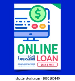 Online Loan Creative Promotional Banner Vector. Borrowing Budget Capital Loan And Credit Accounting Application Advertising Poster. Financial App Concept Template Style Color Illustration