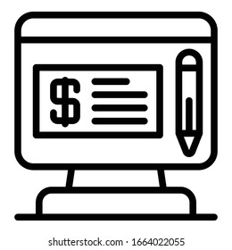 Online loan icon. Outline online loan vector icon for web design isolated on white background