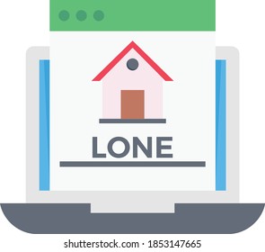 icono de color plano del vector de préstamo en línea 