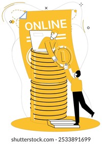 Online loan vector illustration. Business opportunities become vibrant garden when nurtured by hands online loans The currency future flows effortlessly through conduits online loans