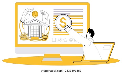 Online loan vector illustration. Digital wallets twirl in ballet online loans, securing heartbeat financial transactions E businesses thrive in vibrant garden online loans, where transactions bloom