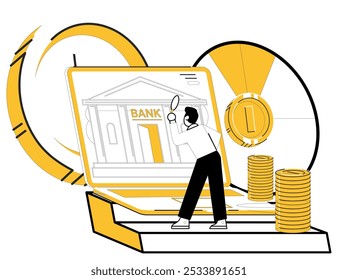 Online loan vector illustration. Digital wallets twirl in ballet online loans, securing heartbeat financial transactions Business opportunities become vibrant garden when nurtured by hands online