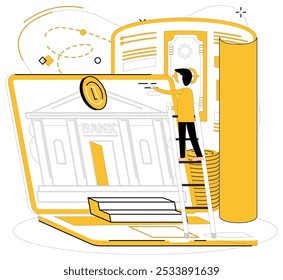 Online loan vector illustration. In electronic dance transactions, online loans is lead partner, guiding steps The digital currency waltzes through cyberspace, orchestrated by melodies online loans