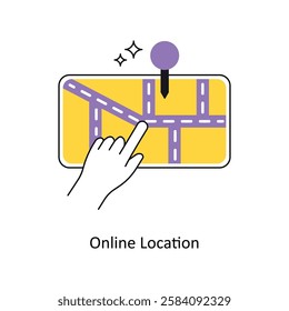 Online Location Concept vector illustration.  isolated on white Background.