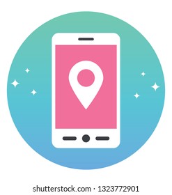 Online location icon in flat design  