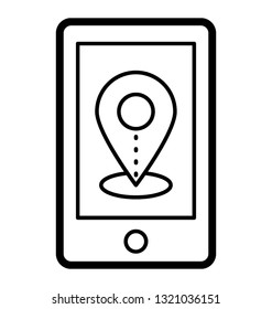 Online location line icon design, mobile location