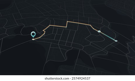 Online location tracking of arrive time on city map. Location tracker. Huge city map with roads streets as background. Vector illustration