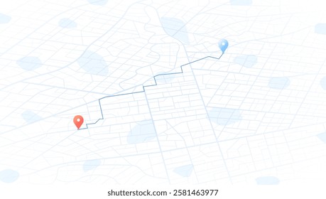 Online location tracking on city map. Location tracker. Huge city map with roads streets as background. Vector illustration