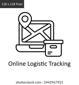 Ilustración de diseño de icono de contorno vectorial de seguimiento logístico en línea. Símbolo de entrega de logística sobre fondo blanco EPS 10 Archivo
