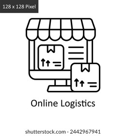 Online Logistics vector outline icon design illustration. Logistics Delivery symbol on White background EPS 10 File