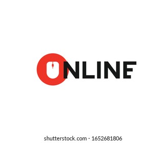 Online logo with mouse, modern design for business