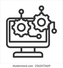Online Machine Learning Outline Icon Vector Illustration
