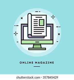 Online magazine, flat design thin line banner, usage for e-mail newsletters, web banners, headers, blog posts, print and more