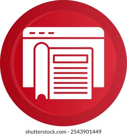 Design de ícone de vetor de botão de gradiente de glifo de revista online