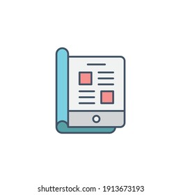 Online magazine icon, color, line, outline vector sign, linear style pictogram isolated on white. Symbol, logo illustration