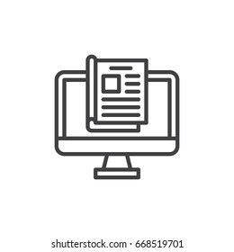 Online magazine line icon, outline vector sign, linear style pictogram isolated on white. Symbol, logo illustration. Editable stroke. Pixel perfect graphics