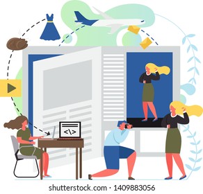 Online magazine, vector flat style design illustration