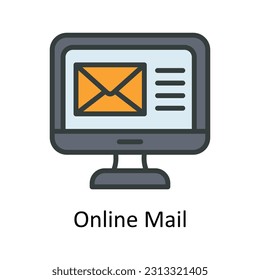 Online Mail Vector   Fill outline  Icon Design illustration. Digital Marketing  Symbol on White background EPS 10 File