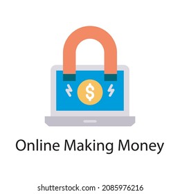 Online Making Money vector Flat Icon Design illustration. Web And Mobile Application Symbol on White background EPS 10 File