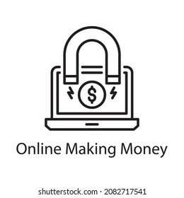 Online Making Money vector outline Icon Design illustration. Web And Mobile Application Symbol on White background EPS 10 File