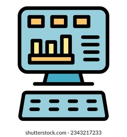 Online management icon outline vector. Fair trade. Stand show color flat