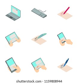 Online map icons set. Isometric set of 9 online map vector icons for web isolated on white background