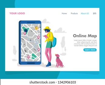 Online Map Illustration for landing page
