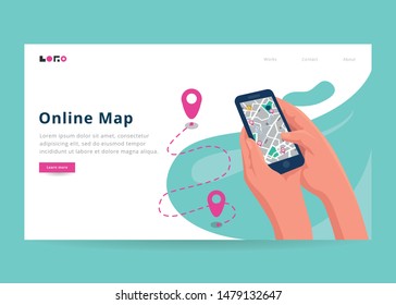 Online Map Illustration for landing page