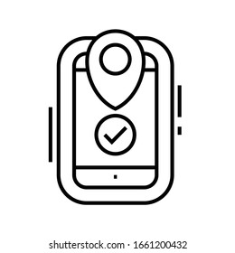 Online-Kartenliniensymbol, Concept-Schild, Umriss-Vektorillustration, Linearsymbol.