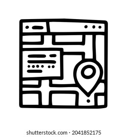 icono de línea de mapa en línea vector doodle simple
