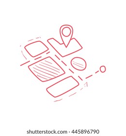 On-line Map Part With Marked Destination