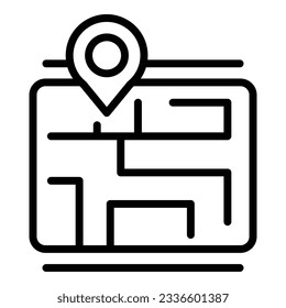 Vector de contorno de icono de marcador en línea. Almacenar el mapa. Punto de anclaje