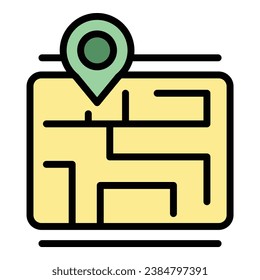 Online marker icon outline vector. Store map. Pin point color flat