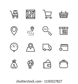 Online market flat icon set. Single high quality outline symbol of info for web design or mobile app. Thin line signs for design logo, visit card, etc. Outline logo of graphic online market