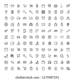 Online market flat icon set. Single high quality outline symbol of info for web design or mobile app. Thin line signs for design logo, visit card, etc. Outline logo of graphic online market