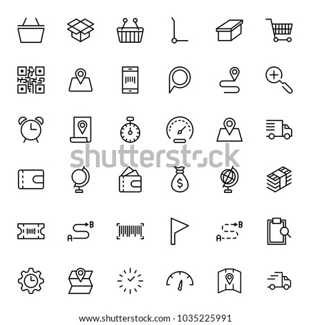 Online market flat icon set. Single high quality outline symbol of info for web design or mobile app. Thin line signs for design logo, visit card, etc. Outline logo of graphic online market