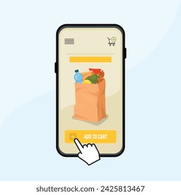 Online Market, food shop, order, flat illustration