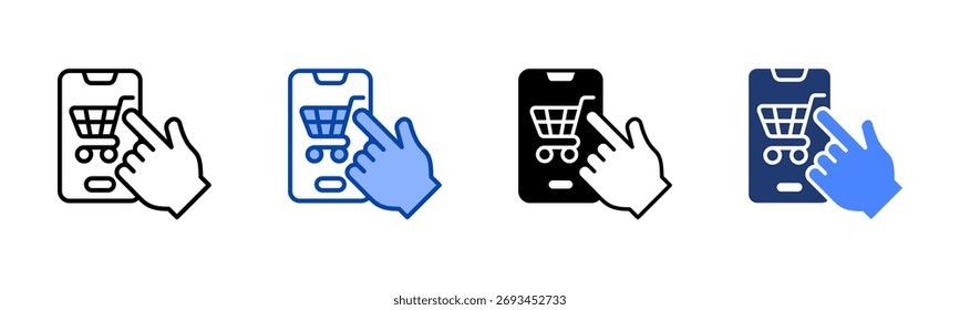 Online-Markt-Symbol setzt mehrere Stilkollektion fest