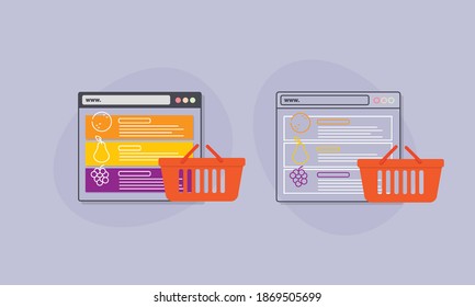 Online market. Isolated objects on background. Icon concept for websites, web design, mobile app, infographics.