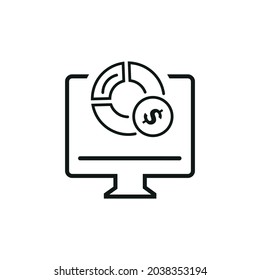 Online market research icon, vector illustration