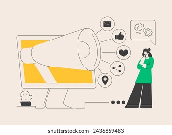 Online marketing abstract concept vector illustration. Digital marketing, online sales, social media strategy, SEO optimization, ecommerce, agency service, internet advertising abstract metaphor.