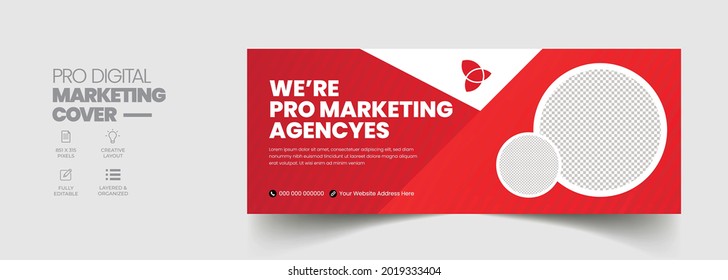 Online marketing agency social media cover photo banner design advertising template editable