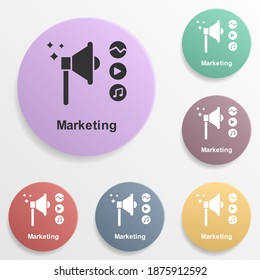 Online marketing, marketing badge color set icon. Simple glyph, flat vector of online marketing icons for ui and ux, website or mobile application