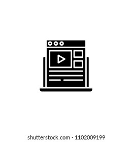 Online marketing black icon concept. Online marketing flat  vector symbol, sign, illustration.