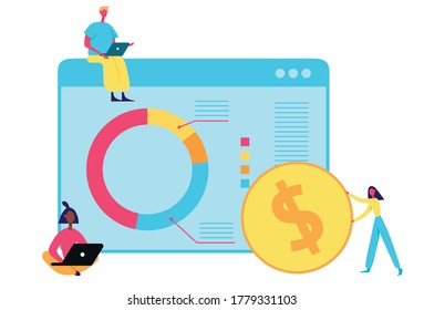 Online marketing business analityc app graph interface vector illustration.
