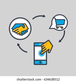 Online Marketing Business Flow Icon Info Graphic Design 
